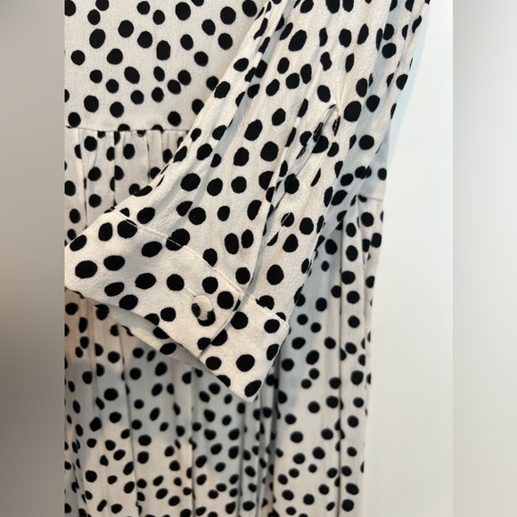 Zara Black White Polka Dot Tiered Midi Dress - Picture 3 of 5